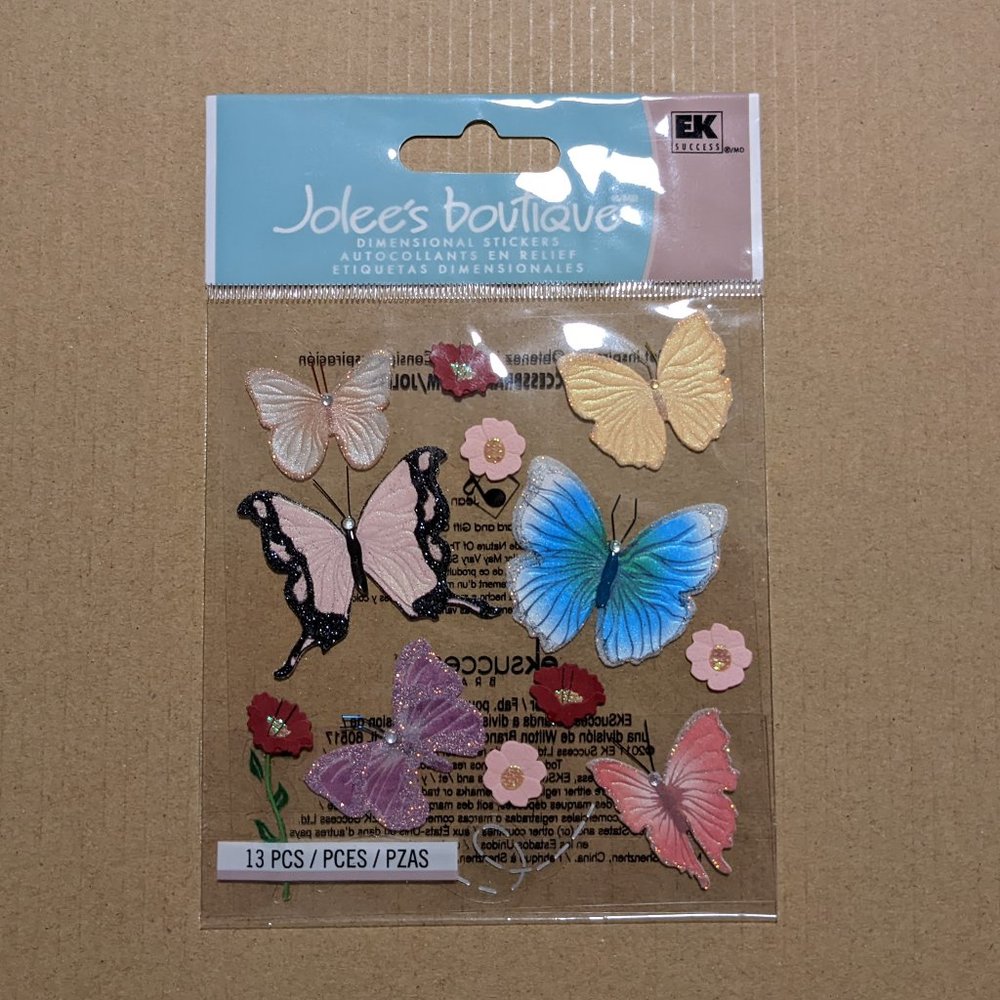 Jolee's Boutique Spring Butterflies 3D Dimensional Handmade Sticker 13 PC New
